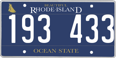 RI license plate 193433