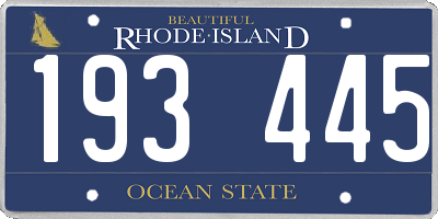 RI license plate 193445