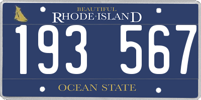 RI license plate 193567