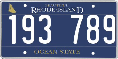 RI license plate 193789