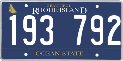 RI license plate 193792