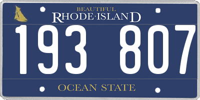 RI license plate 193807