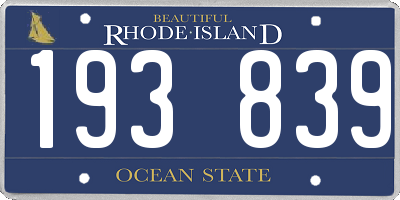 RI license plate 193839