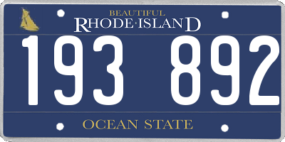 RI license plate 193892