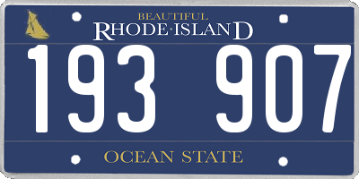 RI license plate 193907
