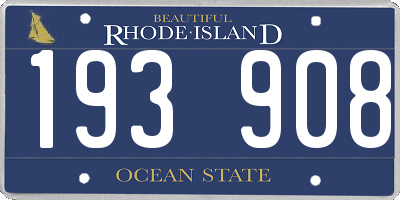 RI license plate 193908