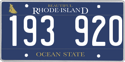 RI license plate 193920