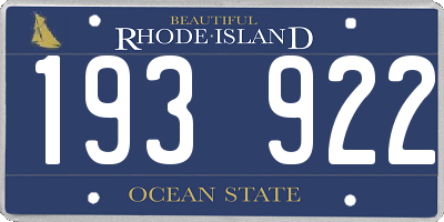 RI license plate 193922