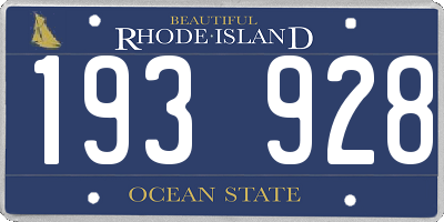 RI license plate 193928