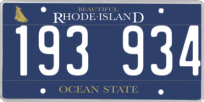 RI license plate 193934