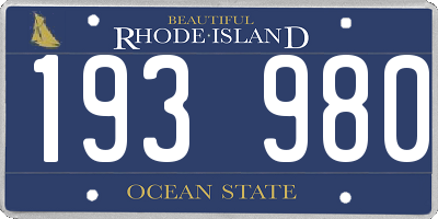 RI license plate 193980