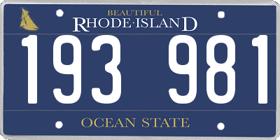 RI license plate 193981