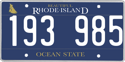 RI license plate 193985