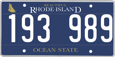 RI license plate 193989