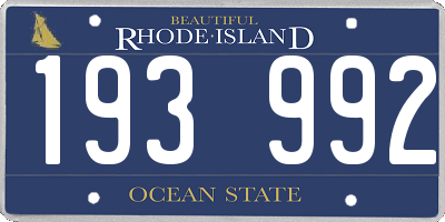 RI license plate 193992