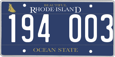 RI license plate 194003
