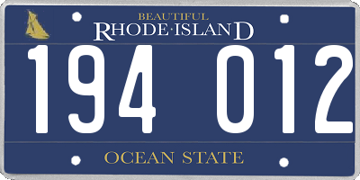 RI license plate 194012