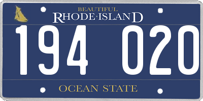 RI license plate 194020