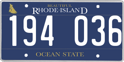 RI license plate 194036