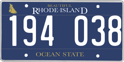 RI license plate 194038