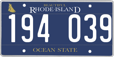 RI license plate 194039