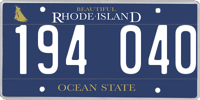 RI license plate 194040