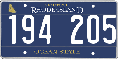 RI license plate 194205