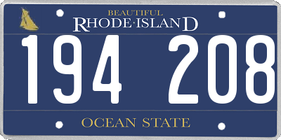 RI license plate 194208