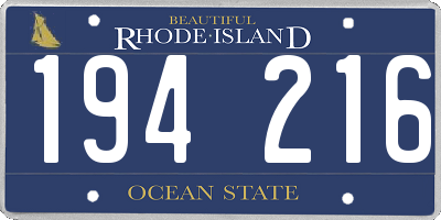 RI license plate 194216
