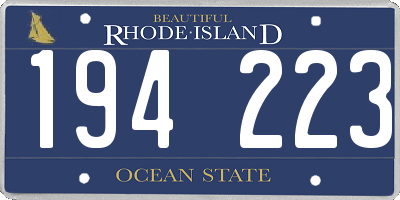 RI license plate 194223