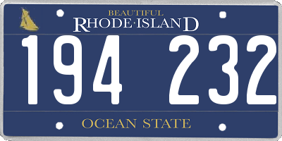 RI license plate 194232