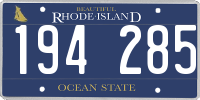 RI license plate 194285
