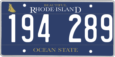 RI license plate 194289