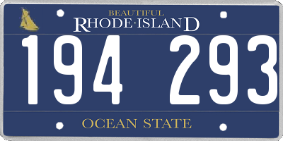 RI license plate 194293