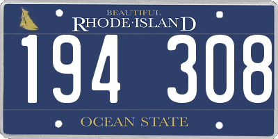 RI license plate 194308