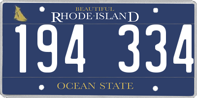 RI license plate 194334