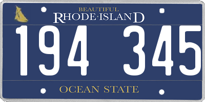 RI license plate 194345
