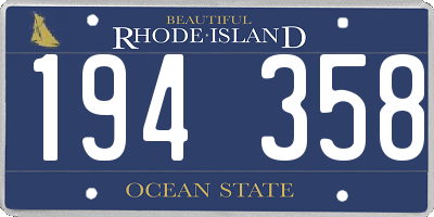 RI license plate 194358