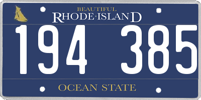 RI license plate 194385