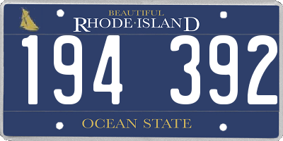 RI license plate 194392