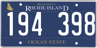 RI license plate 194398