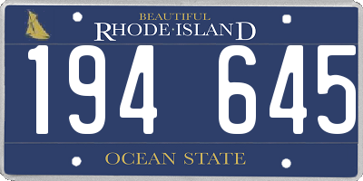 RI license plate 194645