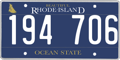 RI license plate 194706
