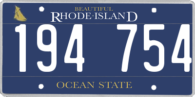 RI license plate 194754