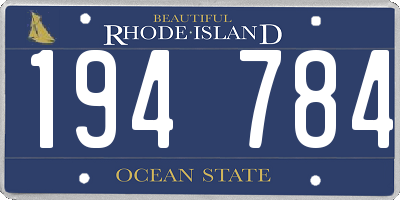 RI license plate 194784