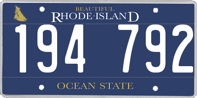 RI license plate 194792