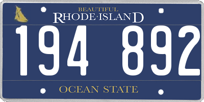 RI license plate 194892