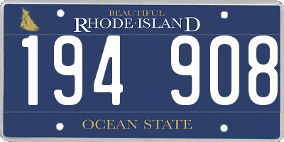 RI license plate 194908