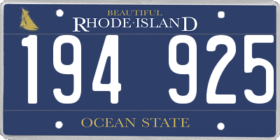 RI license plate 194925