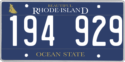 RI license plate 194929